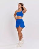 Conjunto Azul Top Ombro único + Short Saia